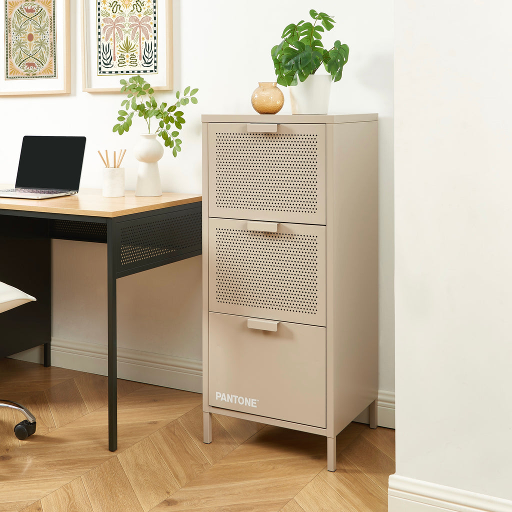 Office Unit - Metal - Taupe - 3 Drawers