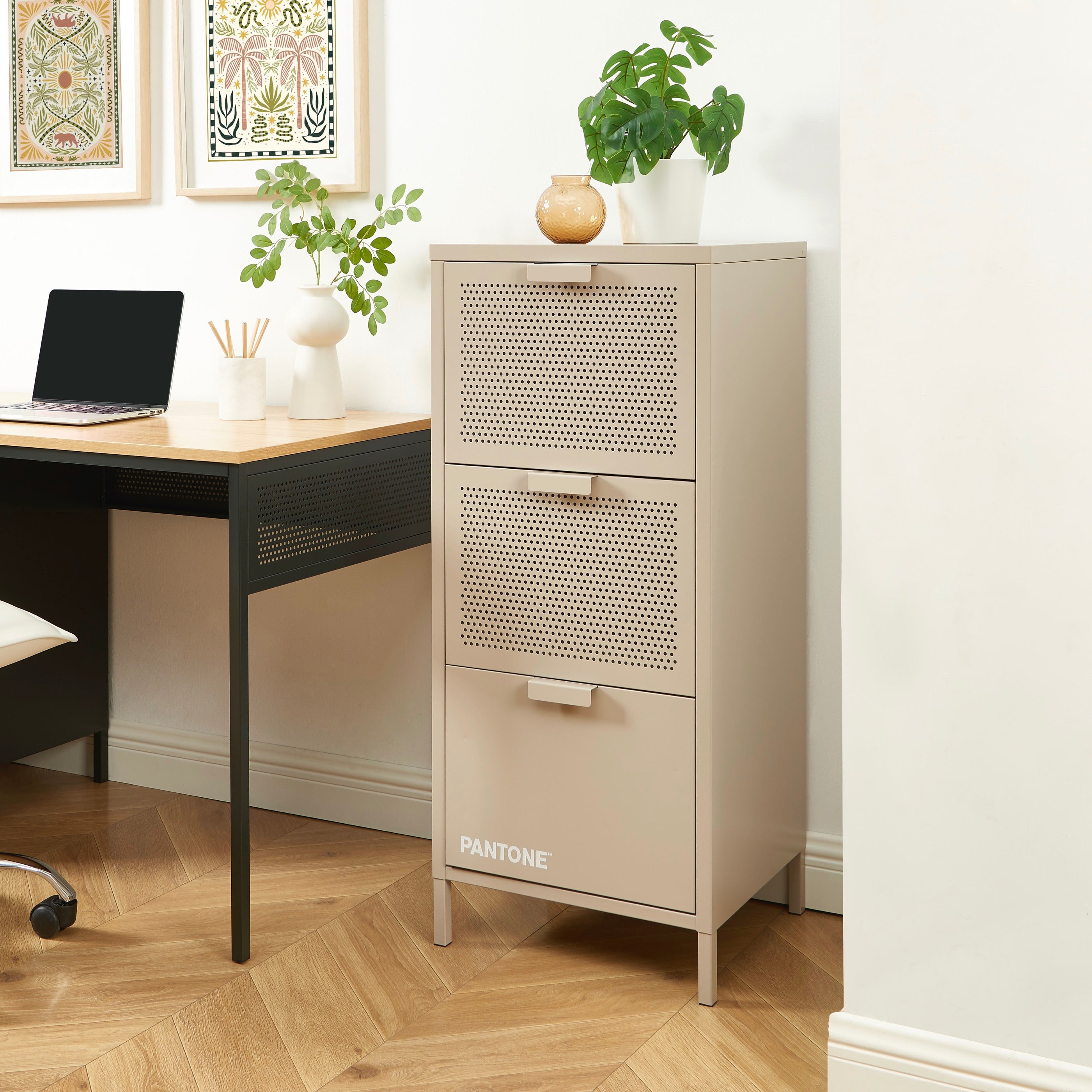 Office Unit - Metal - Taupe - 3 Drawers