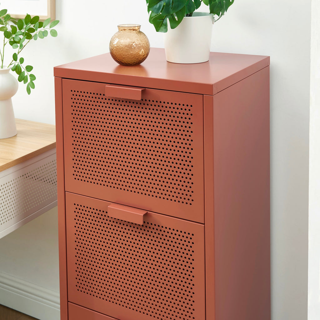 Caisson De Bureau - Métal - Terracotta - 3 Tiroirs