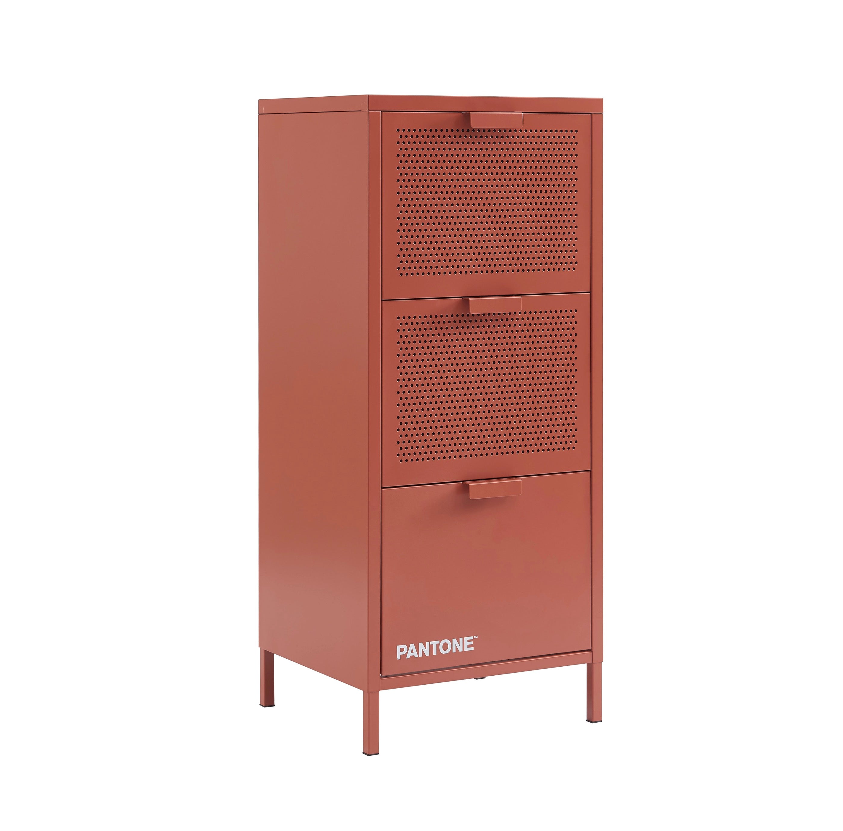 Caisson De Bureau - Métal - Terracotta - 3 Tiroirs