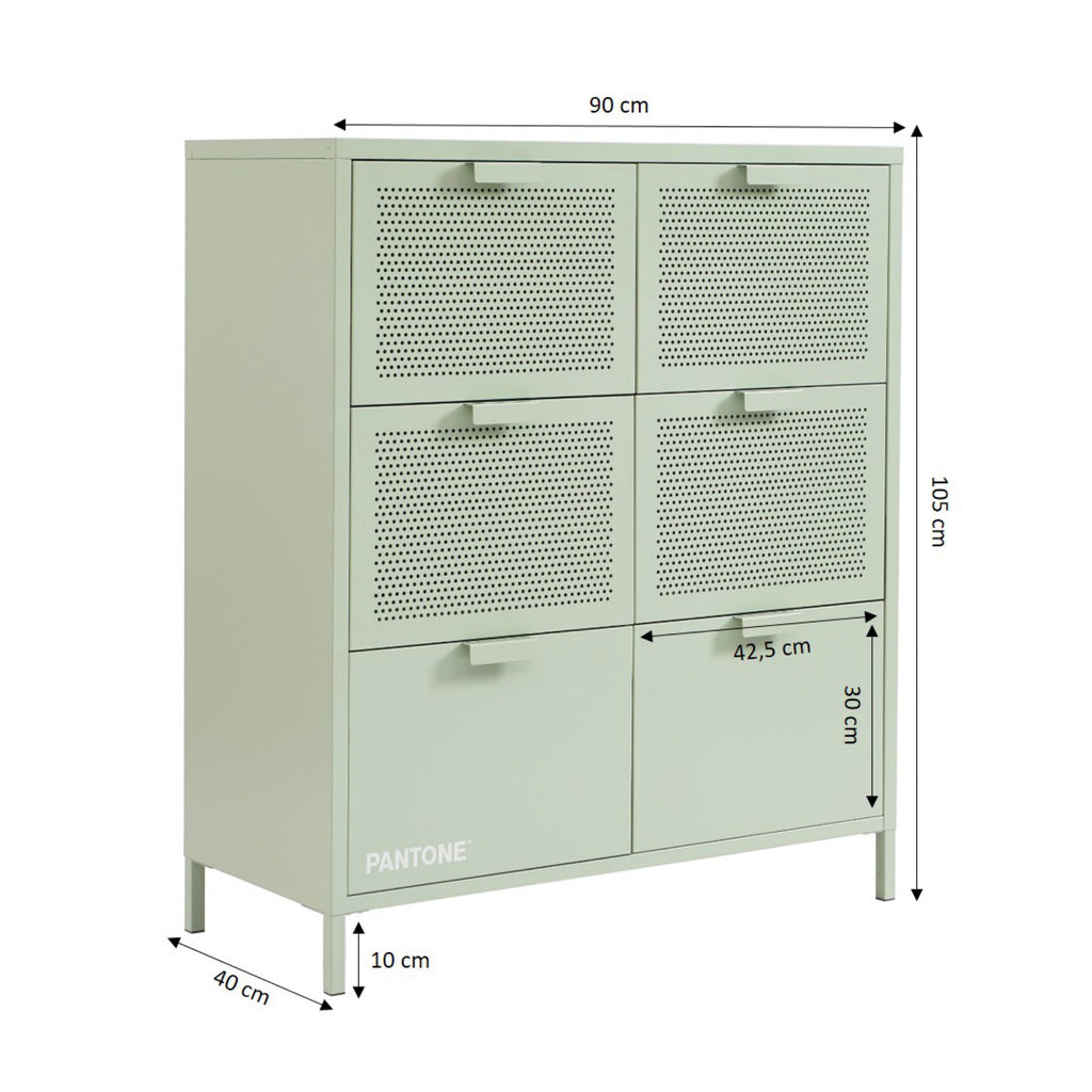Commode - Métal - Vert Amande - 6 Tiroirs