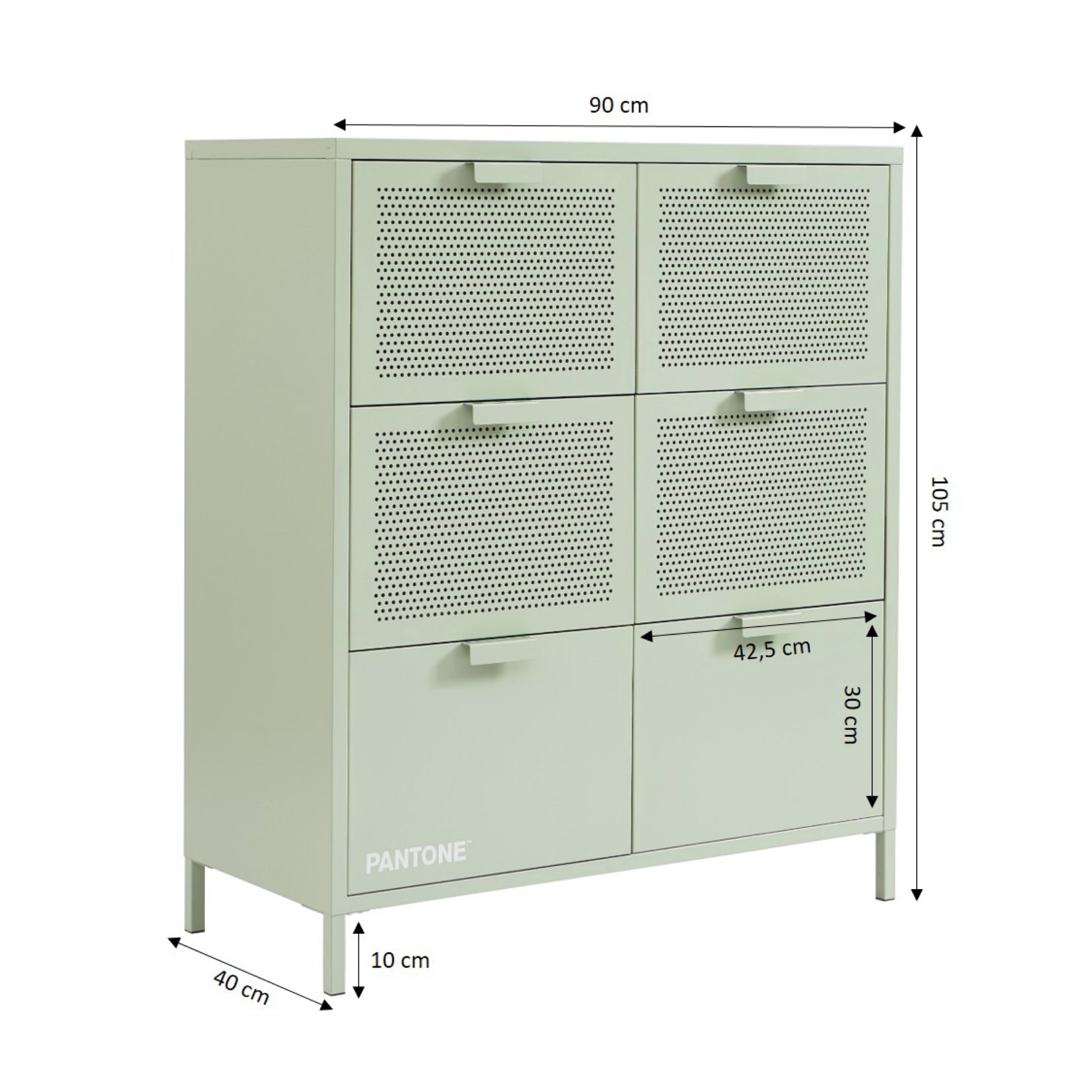 Commode - Métal - Vert Amande - 6 Tiroirs