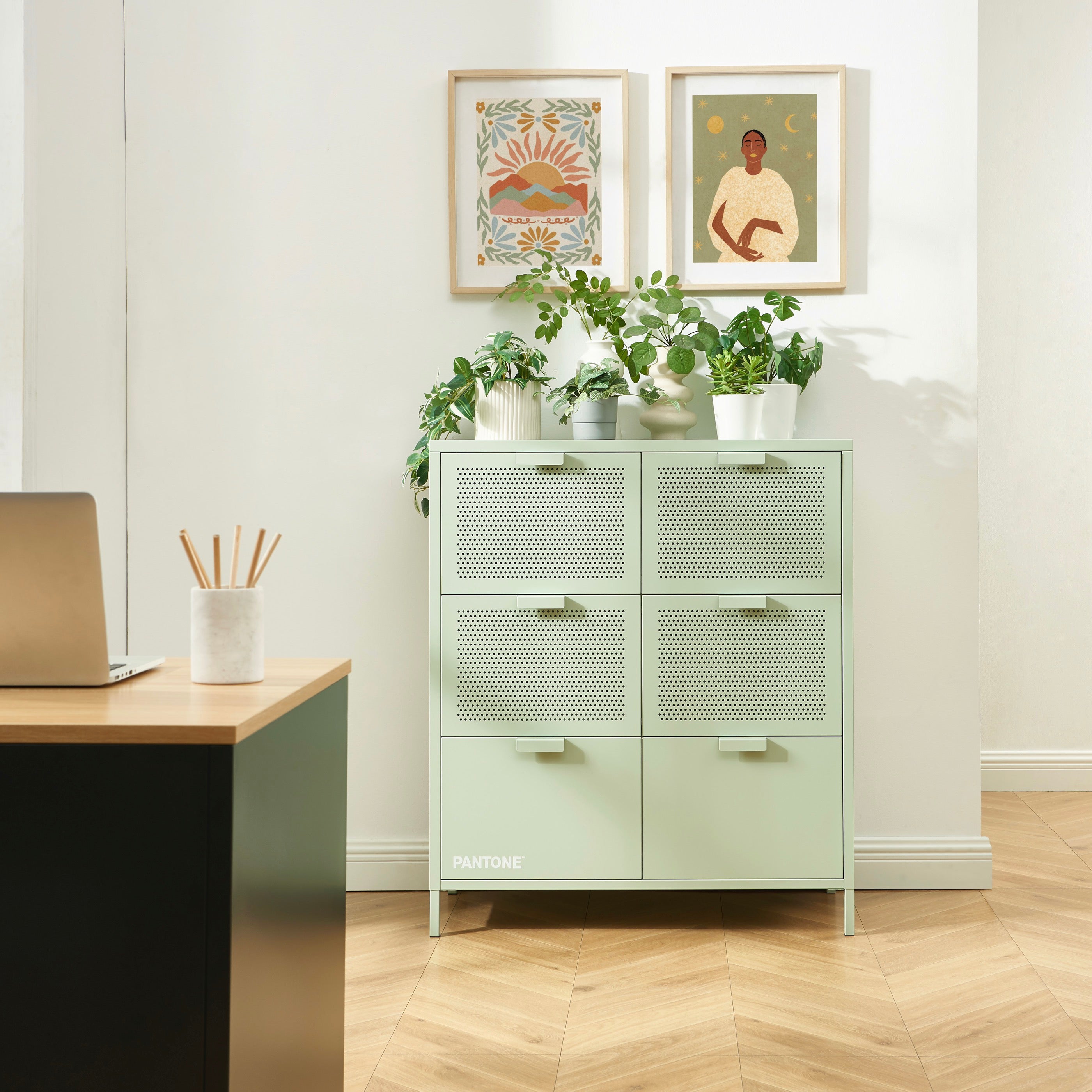 Commode - Métal - Vert Amande - 6 Tiroirs