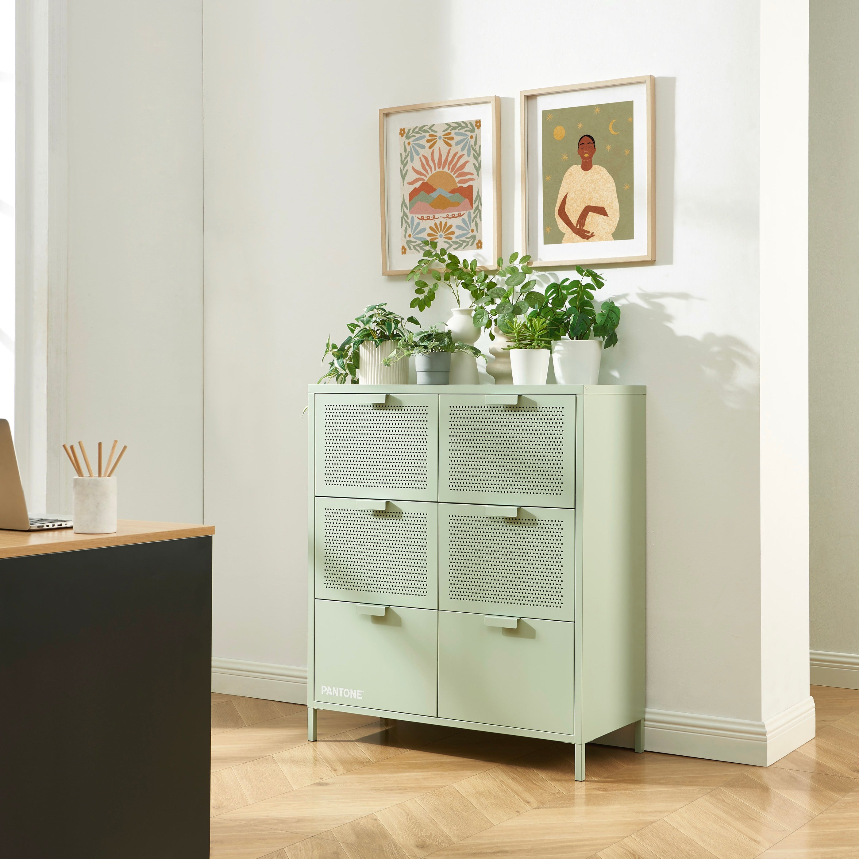Commode - Métal - Vert Amande - 6 Tiroirs