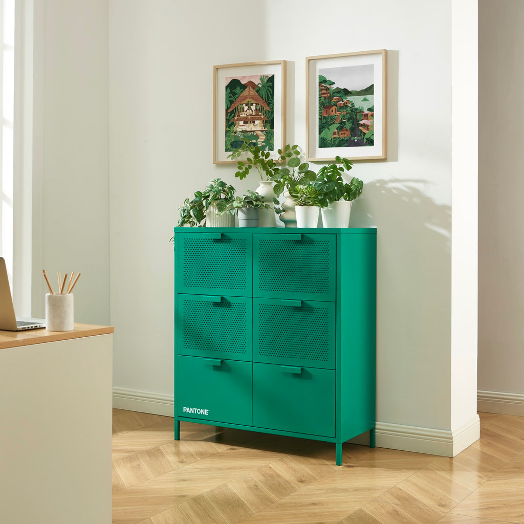 Commode - Métal - Vert Émeraude - 6 Tiroirs