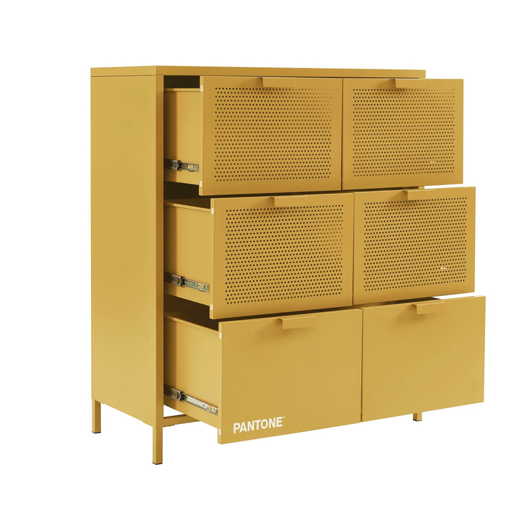 Commode - Métal - Jaune Moutarde - 6 Tiroirs