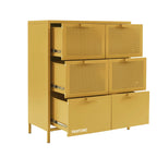 Commode - Métal - Jaune Moutarde - 6 Tiroirs