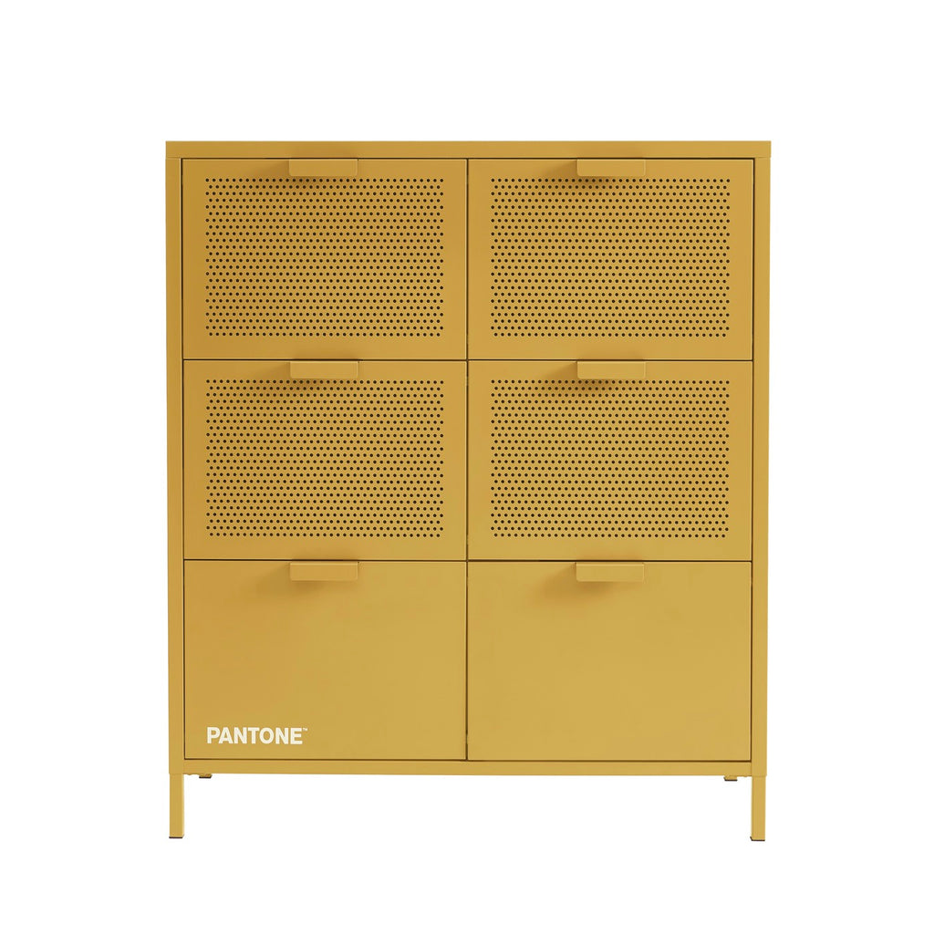 Commode - Métal - Jaune Moutarde - 6 Tiroirs