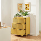 Commode - Métal - Jaune Moutarde - 6 Tiroirs