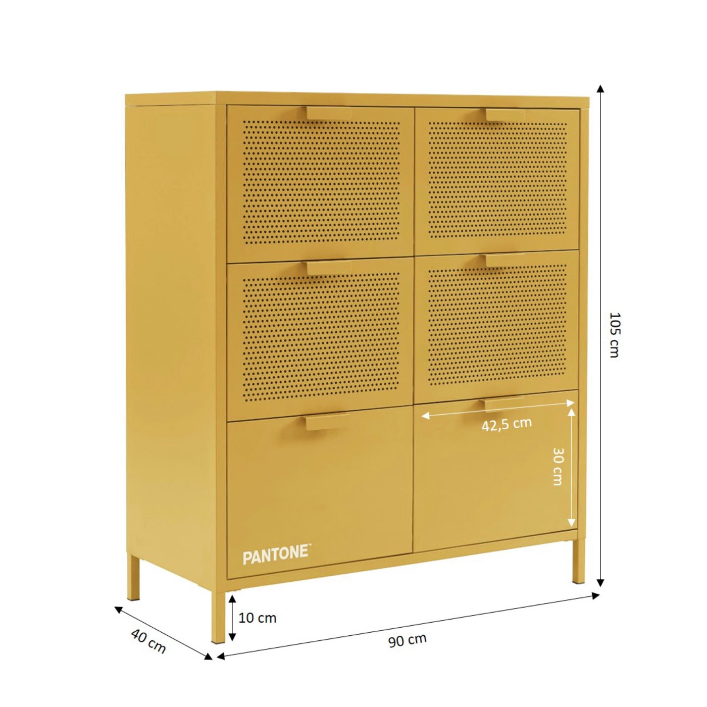 Commode - Métal - Jaune Moutarde - 6 Tiroirs