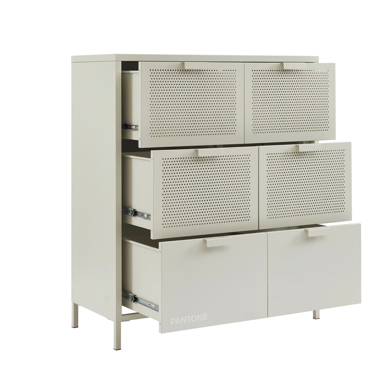 Commode - Métal - Beige Sable - 6 Tiroirs