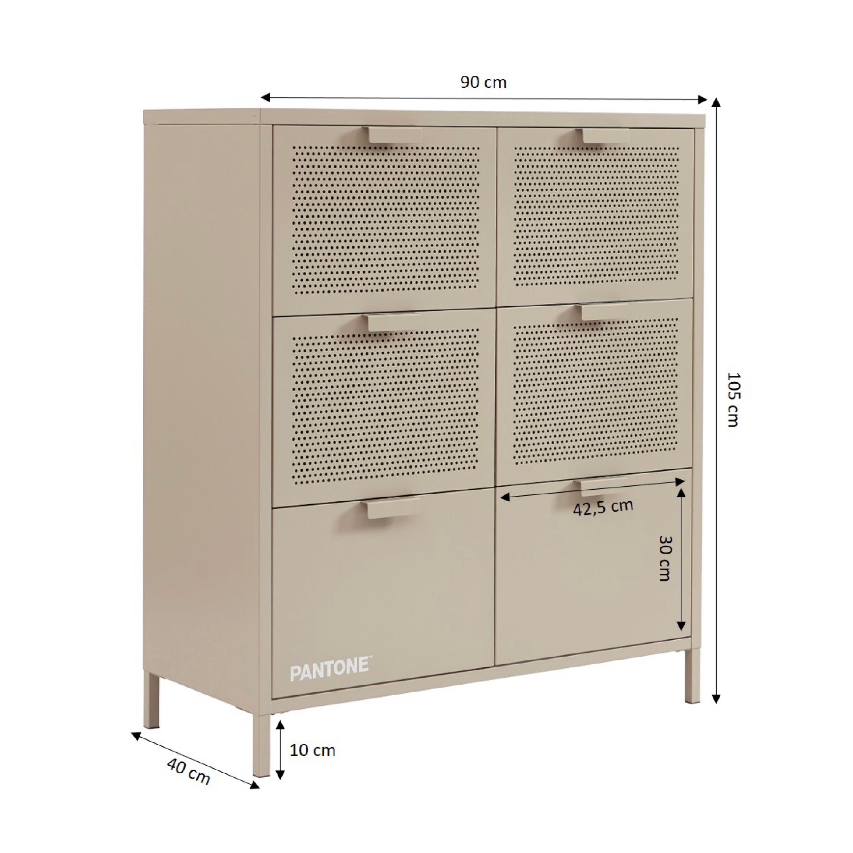 Chest of drawers - Metal - Taupe - 6 Drawers