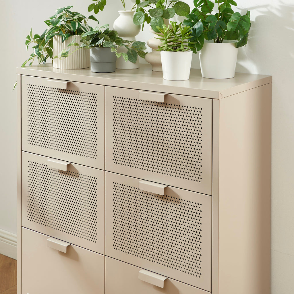 Chest of drawers - Metal - Taupe - 6 Drawers