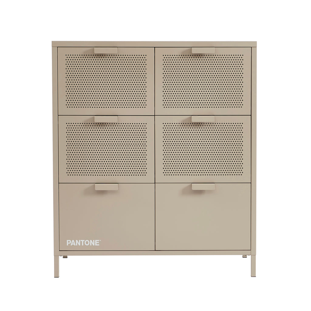 Chest of drawers - Metal - Taupe - 6 Drawers