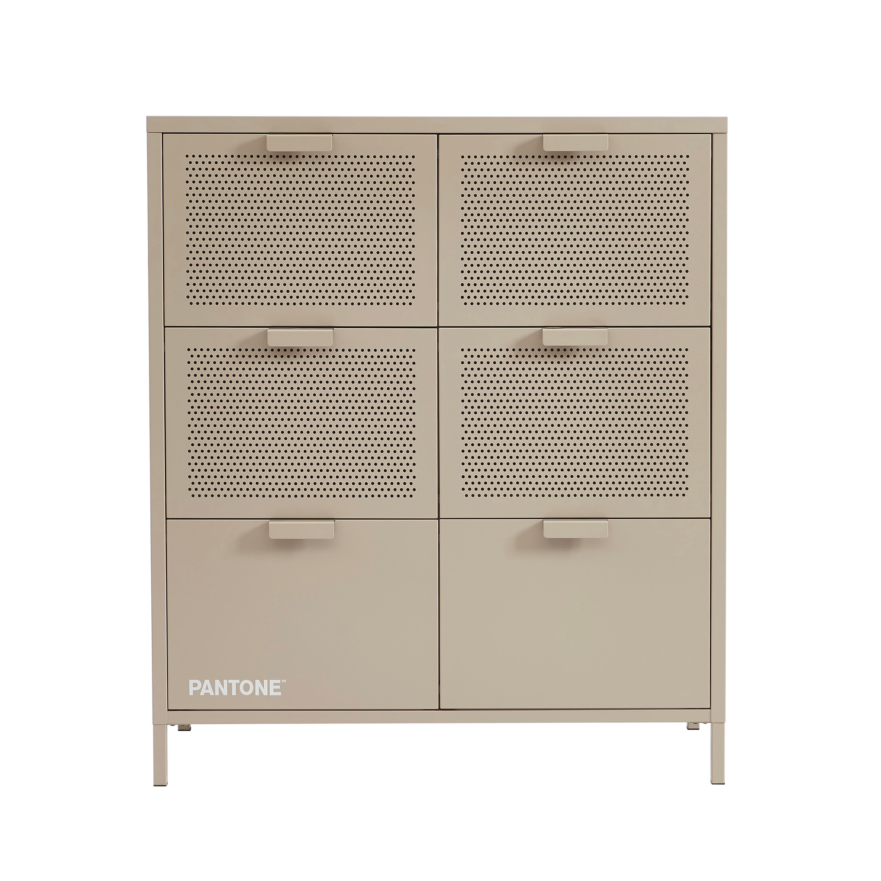 Chest of drawers - Metal - Taupe - 6 Drawers