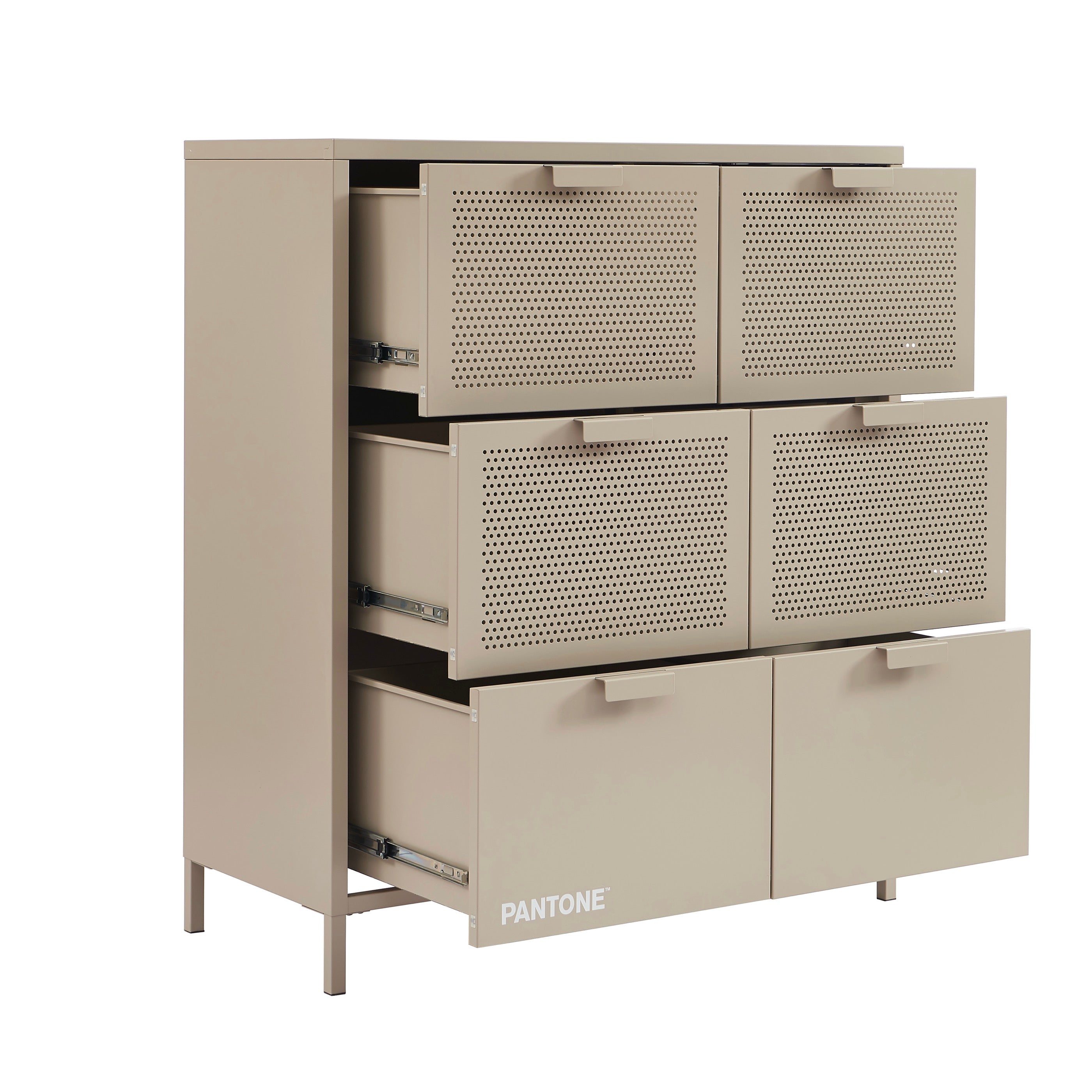 Chest of drawers - Metal - Taupe - 6 Drawers