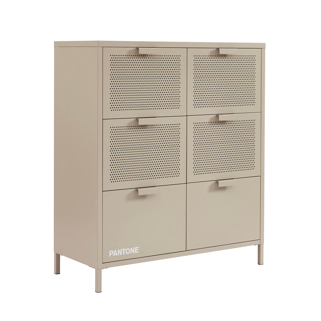 Chest of drawers - Metal - Taupe - 6 Drawers