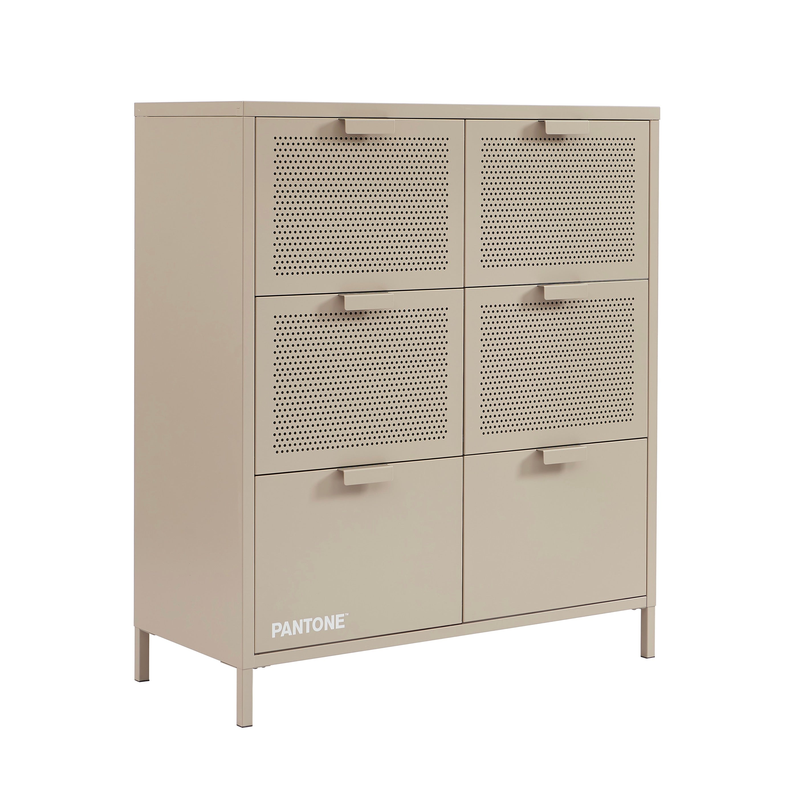 Chest of drawers - Metal - Taupe - 6 Drawers