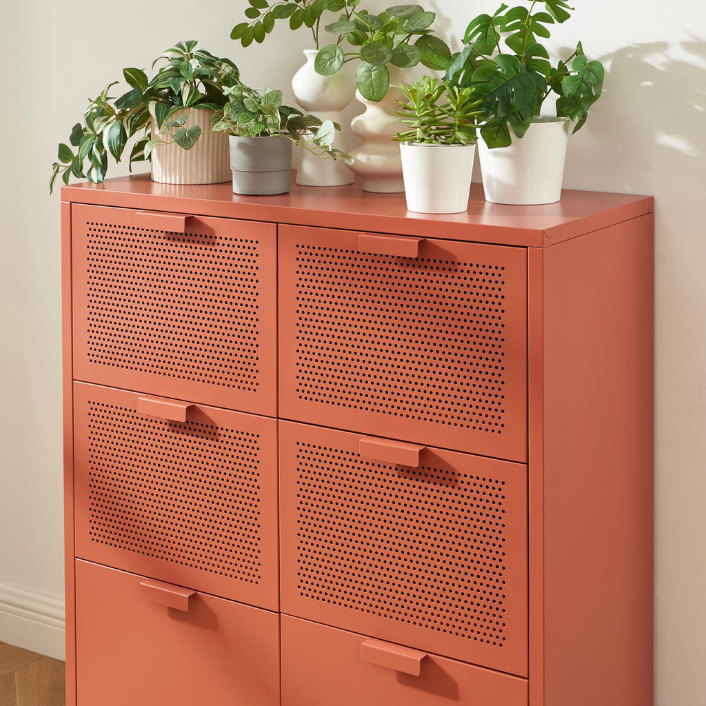 Chest of drawers - Metal - Terracotta - 6 Drawers