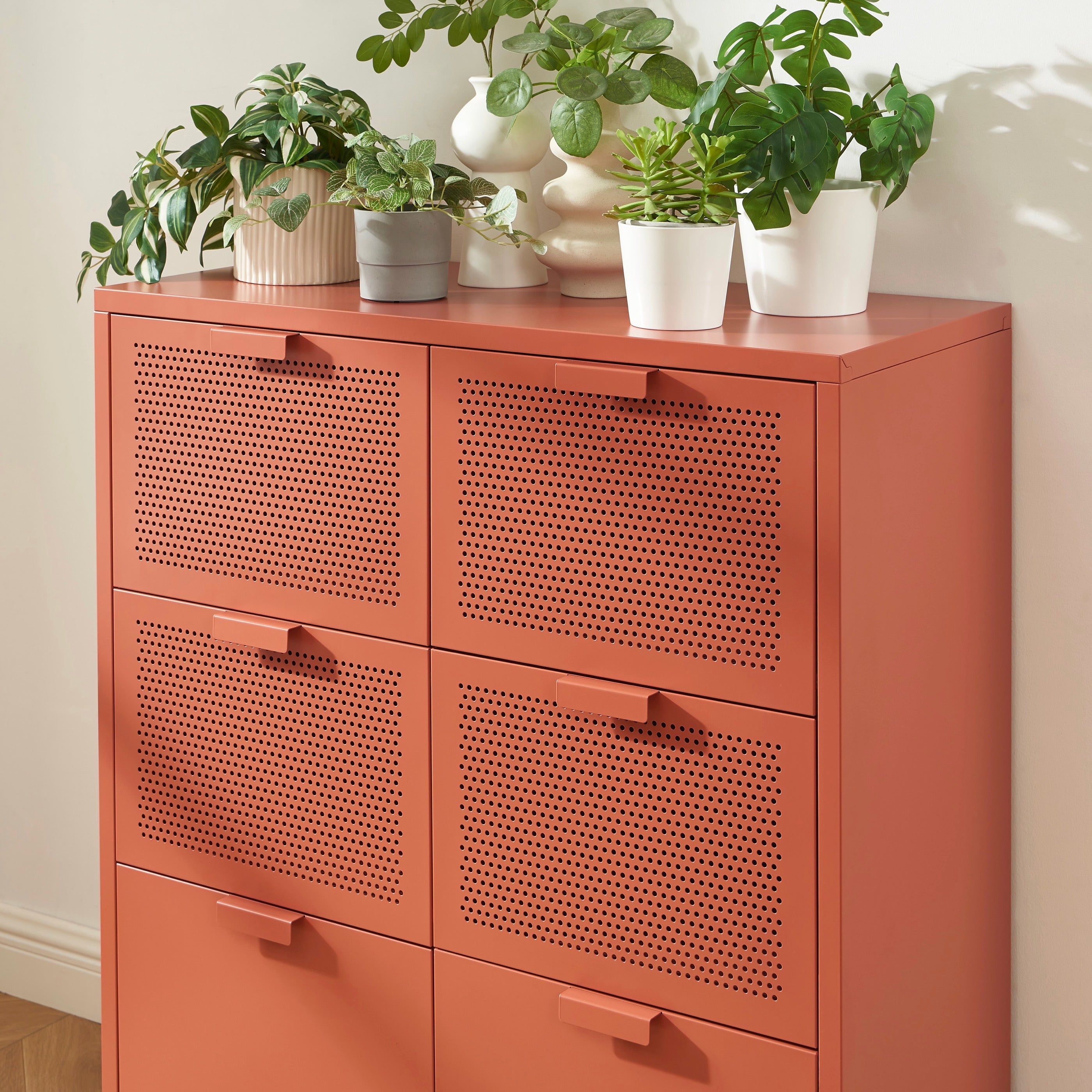 Chest of drawers - Metal - Terracotta - 6 Drawers