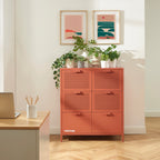 Chest of drawers - Metal - Terracotta - 6 Drawers