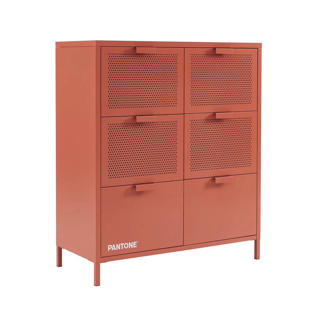 Chest of drawers - Metal - Terracotta - 6 Drawers