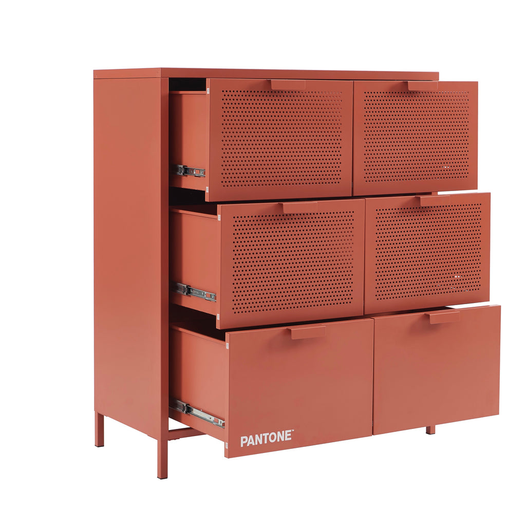 Chest of drawers - Metal - Terracotta - 6 Drawers