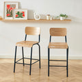 Lot 2 Chaises De Bar - Bleu Nuit Et Placage Frêne - Pieds Métal