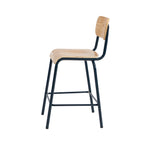 Lot 2 Chaises De Bar - Bleu Nuit Et Placage Frêne - Pieds Métal