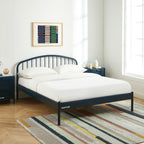 140x190 bed - Metal - Night Blue - Box spring included