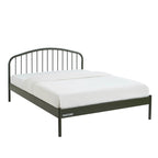 140x190 bed - Metal - Olive Green - Box spring included
