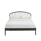 140x190 bed - Metal - Olive Green - Box spring included