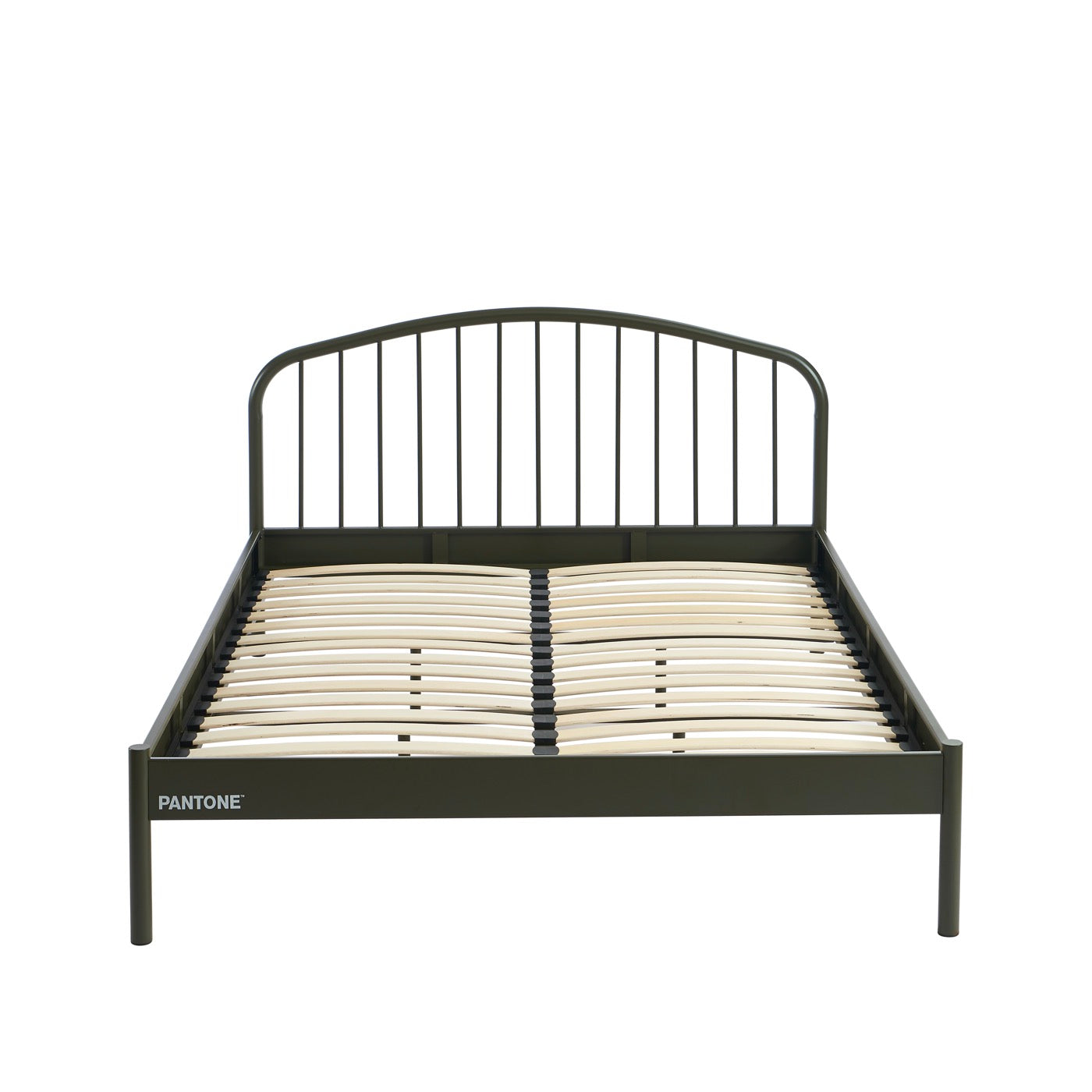 140x190 bed - Metal - Olive Green - Box spring included