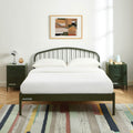 140x190 bed - Metal - Olive Green - Box spring included
