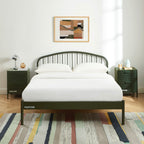 140x190 bed - Metal - Olive Green - Box spring included