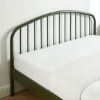 140x190 bed - Metal - Olive Green - Box spring included