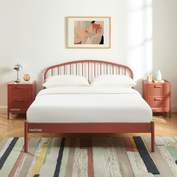 Lit 140x190 - Métal - Terracotta - Sommier Inclus