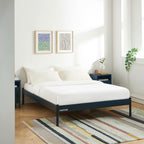 Lit 140x190 - Métal - Bleu Nuit - Sommier Inclus