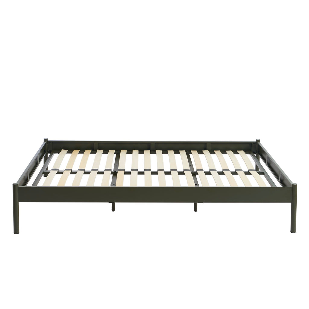 Lit 140x190 - Métal - Vert Olive - Sommier Inclus