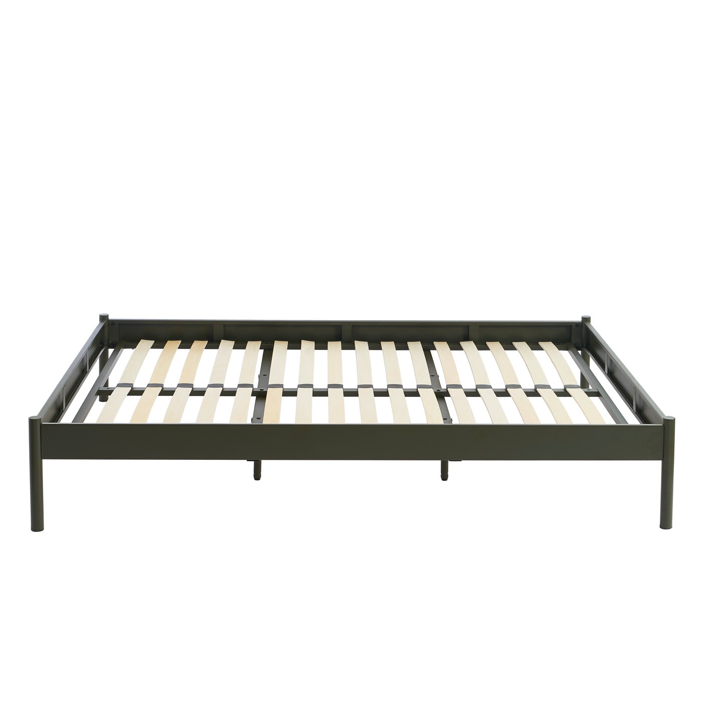 Lit 140x190 - Métal - Vert Olive - Sommier Inclus