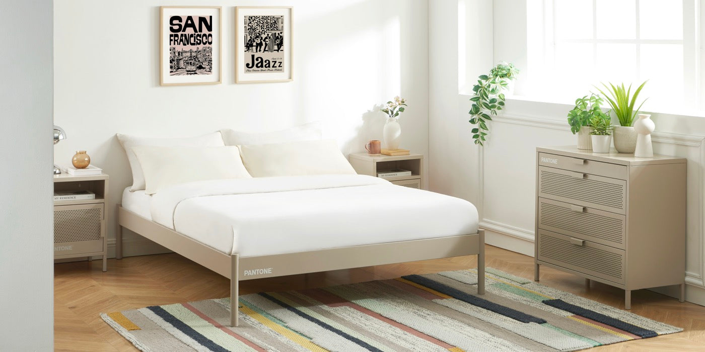 Lit 140x190 - Métal - Taupe - Sommier Inclus