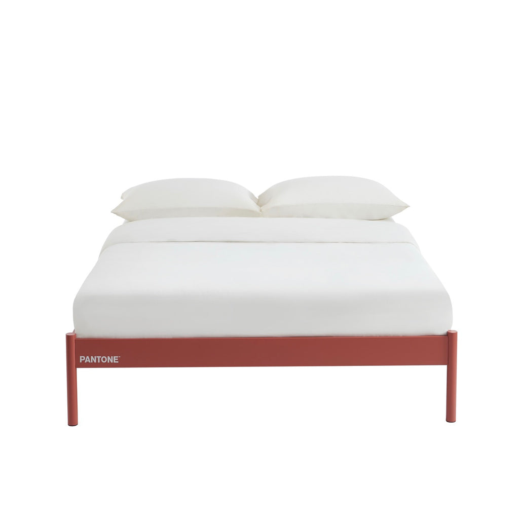 140x190 bed - Metal - Terracotta - Box spring included