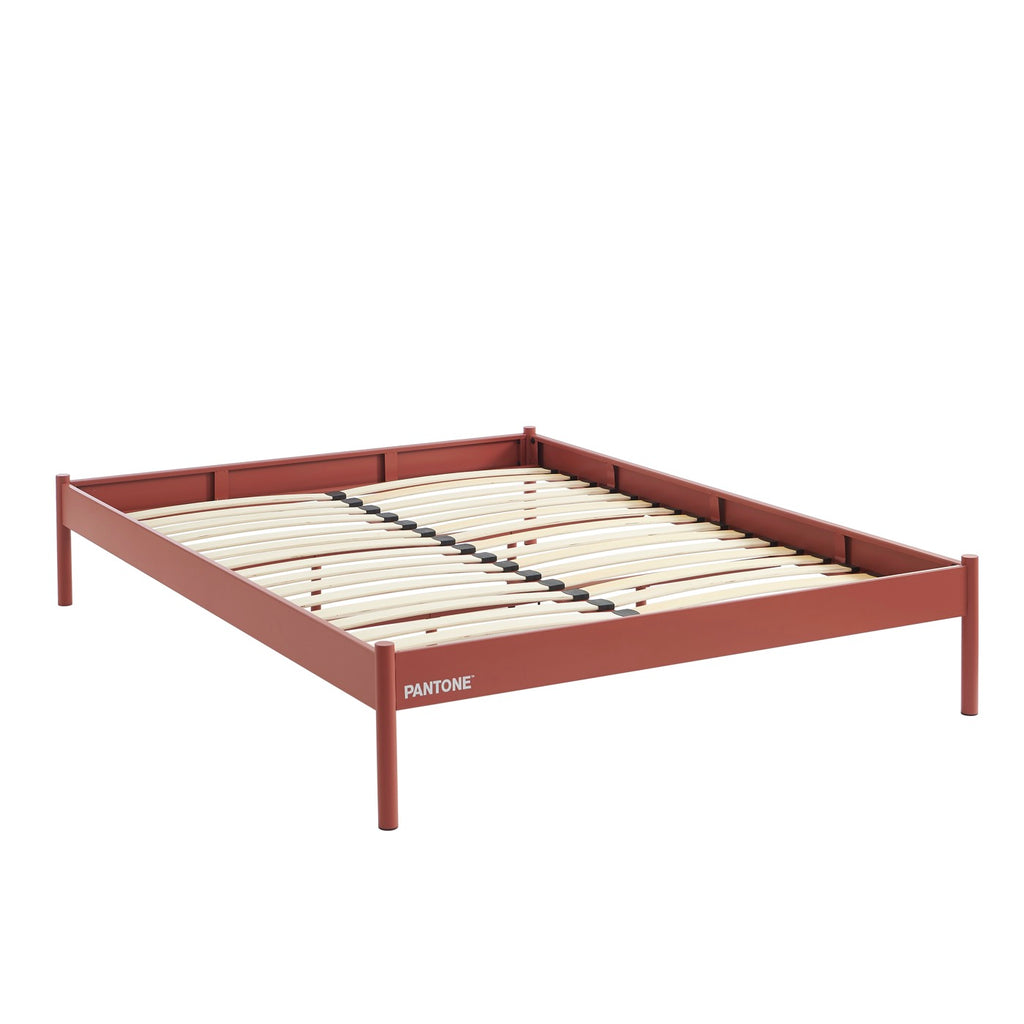 140x190 bed - Metal - Terracotta - Box spring included