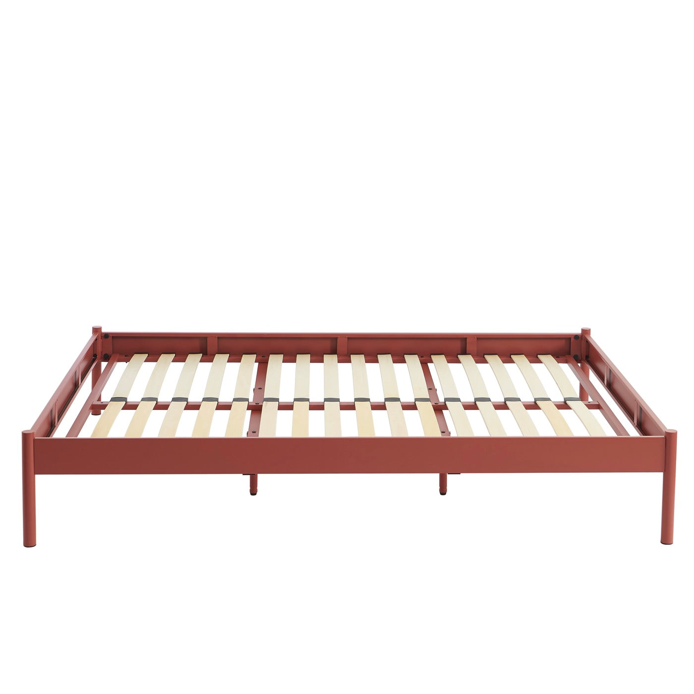 140x190 bed - Metal - Terracotta - Box spring included