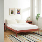 140x190 bed - Metal - Terracotta - Box spring included