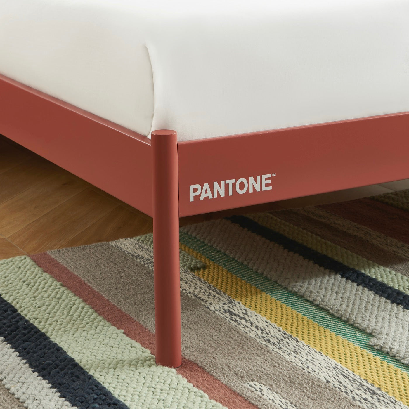 140x190 bed - Metal - Terracotta - Box spring included