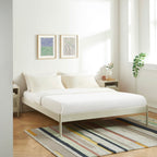 Lit - Métal - Beige Sable - Sommier Inclus