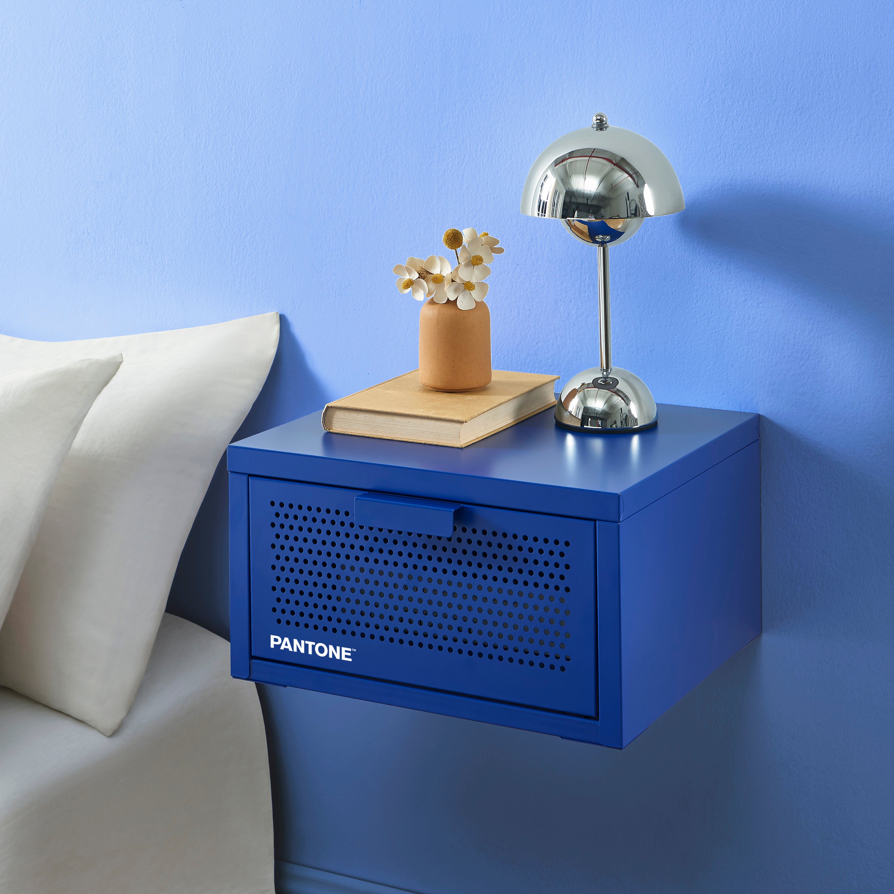 Wall Bedside Table - Metal - Electric Blue