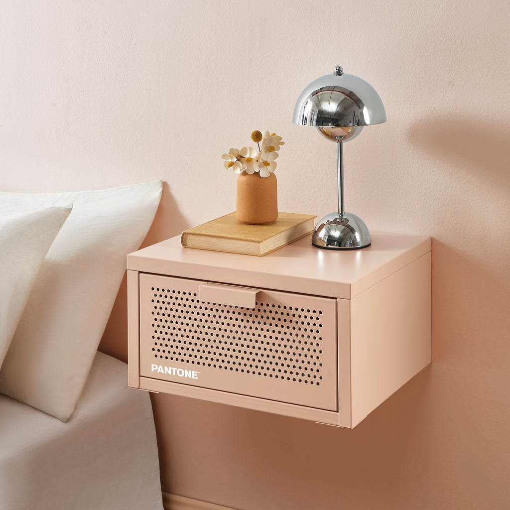 Wall Bedside Table - Metal - Blush Pink