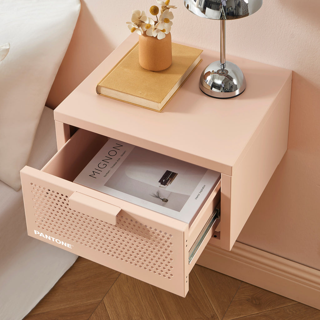 Wall Bedside Table - Metal - Blush Pink